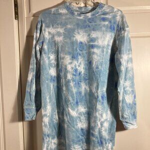 Old Navy Light Blue Tie-Dye Shirt Dress